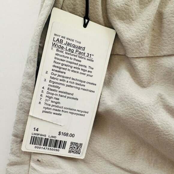Lululemon LAB Jacquard Wide-Leg Pant 14 Leopardo Jacquard Dove Grey NEW $168 - Picture 4 of 6